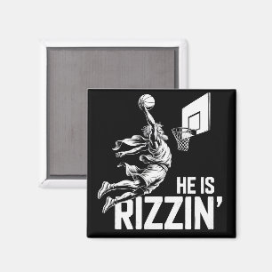 Jesus Basketball He Is Rizzin' Funny Christian  Magnet