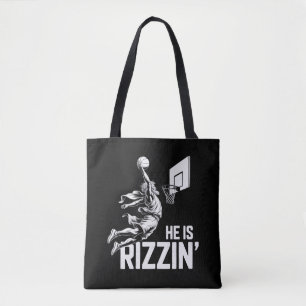 Jesus Basketball He Is Rizzin' Funny Christian  Tote Bag