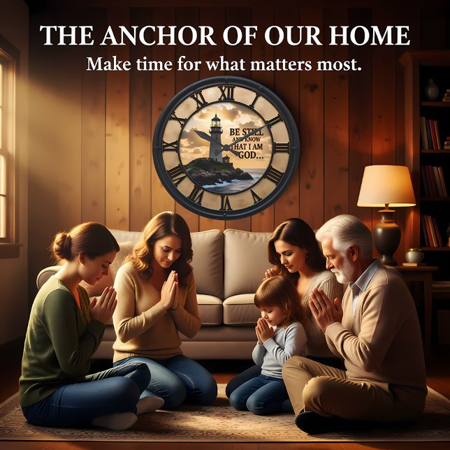 Jesus Be Still Lighthouse Large Clock (Creator Uploaded)