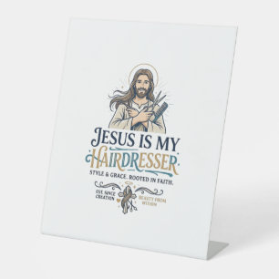 Jesus Beauty Salon Hairstylist T-Shirt Inspiration Pedestal Sign