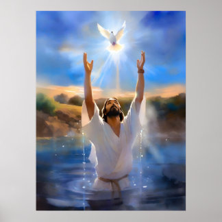 Jesus Being Baptized In Jordan River Poster