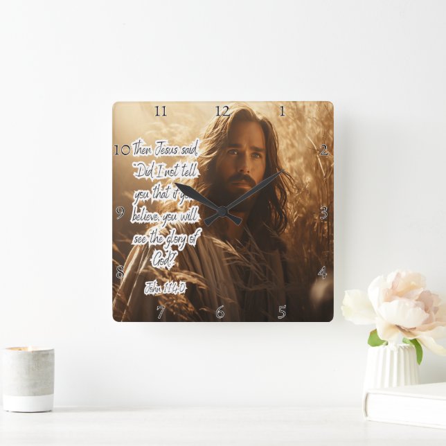 Jesus: Believe, Glory, God's Promise Square Wall Clock (Home)