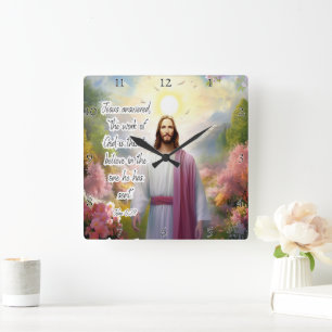 Jesus: Believe, God's Sent One Square Wall Clock