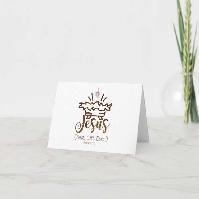 JESUS BEST GIFT EVER Manger Customizable Christmas Holiday Card (Front)