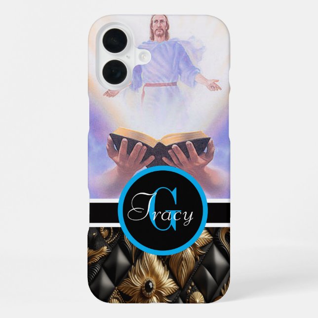 Jesus bible held with hand  iPhone case (Back)