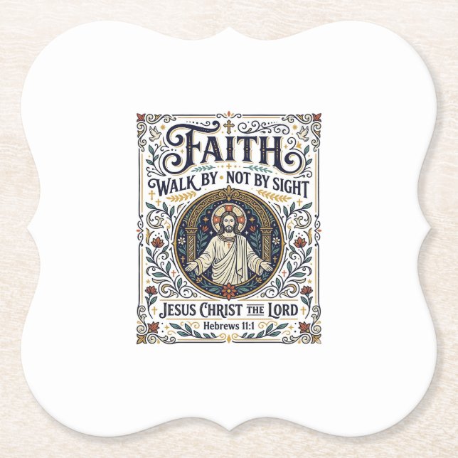 Jesus Bible Journalling Scripture Art Shirt Christ Paper Coaster (Front)