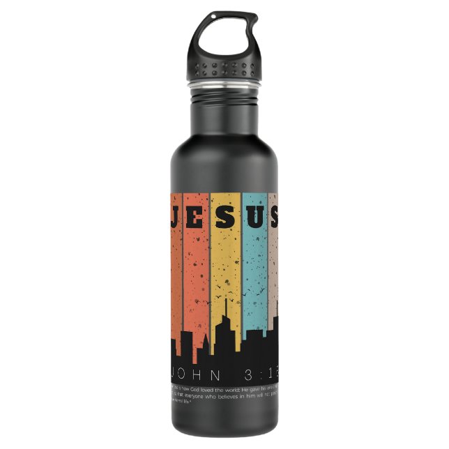 Jesus Bible Verse John 316 Scripture 57 Christian 710 Ml Water Bottle (Front)