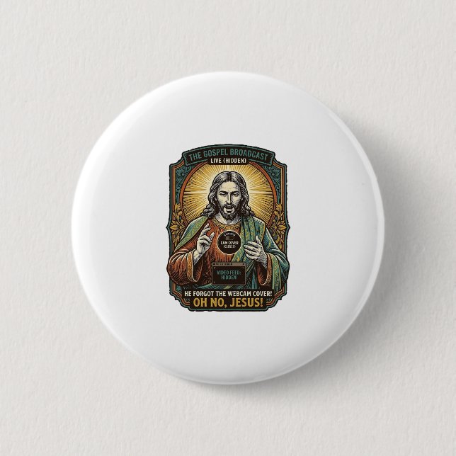 Jesus Black Screen Forgotten Webcam Cover Virtual  2 Inch Round Button (Front)