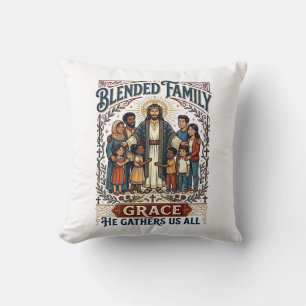 Jesus Blended Family Stepfamily Shirt Christian Gr Throw Pillow