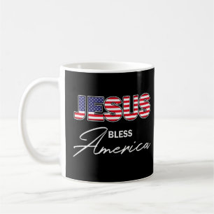 Jesus Bless America Usa Patriotic Christian  Coffee Mug