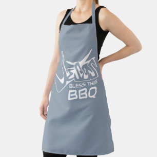 Jesus Bless This BBQ Dusty Blue Apron