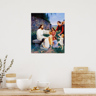 Jesus Blesses The Children Elin Danielson-Gambogi  Poster