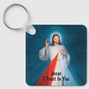 Jesus Blessing Divine Mercy Catholic Verse Keychain