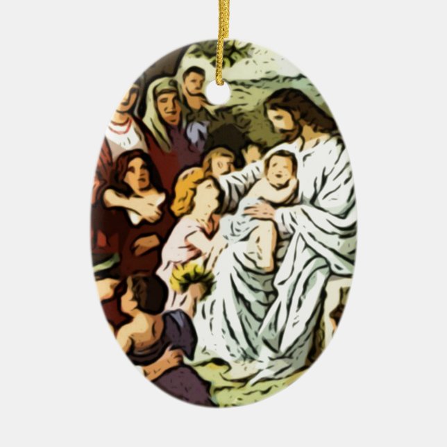 Jesus blessing the children ceramic ornament (Front)