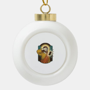 Jesus Blinding Max Phone Brightness Midnight Scrol Ceramic Ball Christmas Ornament