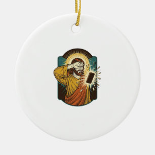 Jesus Blinding Max Phone Brightness Midnight Scrol Ceramic Ornament