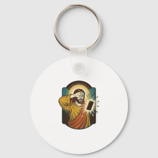 Jesus Blinding Max Phone Brightness Midnight Scrol Keychain (Front)
