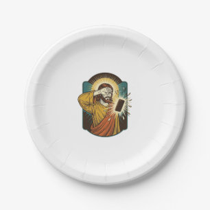 Jesus Blinding Max Phone Brightness Midnight Scrol Paper Plate