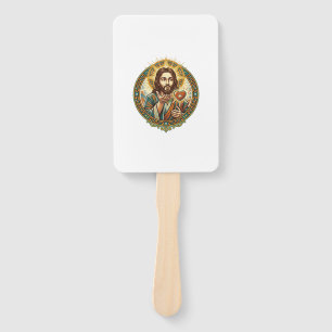 Jesus Blowing Kiss Red Heart Like Button Humor_1 Hand Fan