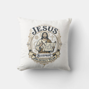 Jesus Blueprint Architect Plan Jesus Blueprint Arc Throw Pillow