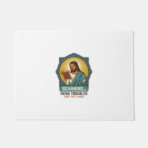 Jesus Blurry QR Code Wont Scan Menu Tech Humor_1 Doormat