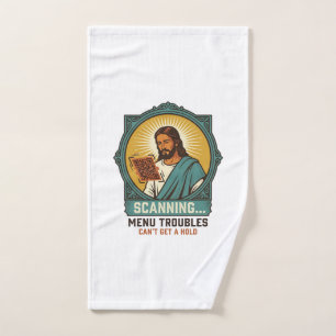 Jesus Blurry QR Code Wont Scan Menu Tech Humor_1 Hand Towel