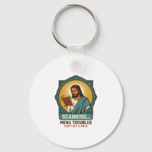 Jesus Blurry QR Code Wont Scan Menu Tech Humor_1 Keychain