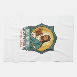 Jesus Blurry QR Code Wont Scan Menu Tech Humor_1 Kitchen Towel
