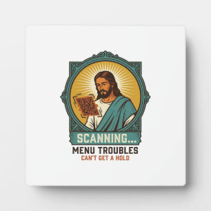 Jesus Blurry QR Code Wont Scan Menu Tech Humor_1 Plaque