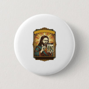 Jesus Blurry Stairs Captcha Test Tech Security Hum 2 Inch Round Button