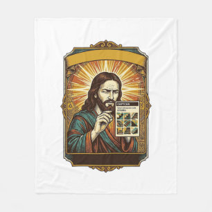 Jesus Blurry Stairs Captcha Test Tech Security Hum Fleece Blanket