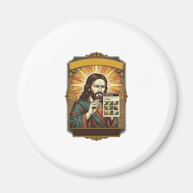 Jesus Blurry Stairs Captcha Test Tech Security Hum Magnet (Front)