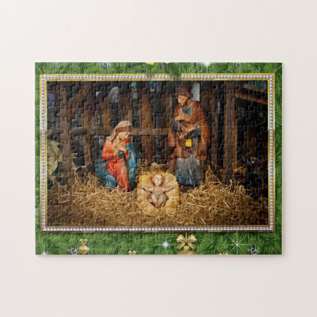 Jesus born manger jigsaw puzzle (Horizontal)