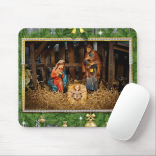 Jesus born manger mouse pad