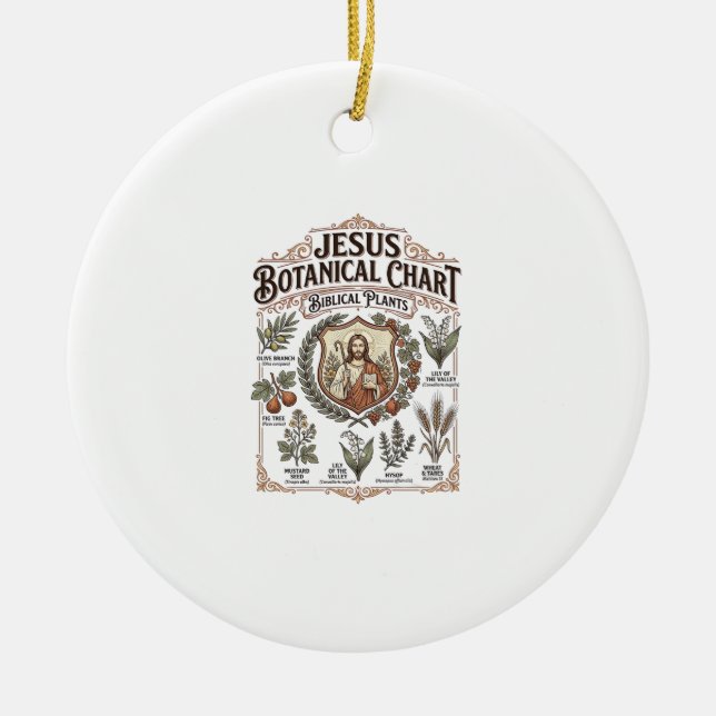 Jesus Botanical Chart Biblical Plants Jesus Botani Ceramic Ornament (Front)
