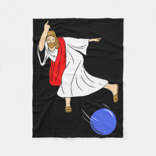 Jesus Bowling Christmas Bowling Fleece Blanket
