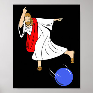 Jesus Bowling Christmas Bowling Poster