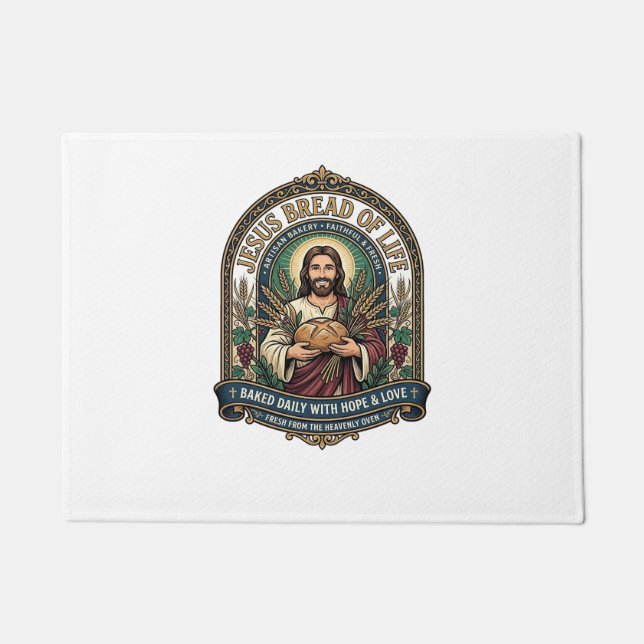 Jesus Bread Of Life Jesus Bread Life Bakery Christ Doormat (Front)
