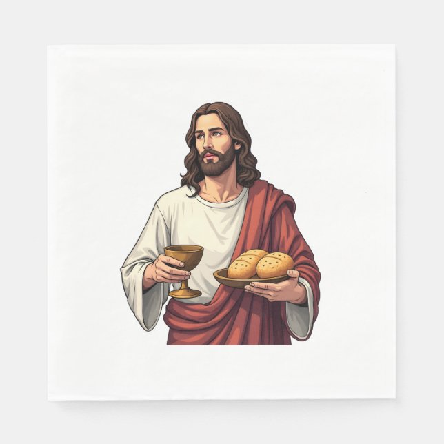 Jesus Bread Wine Vintage Engraving Tee 2 Napkin (Front)