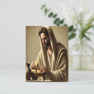 Jesus Breaking Bread in Divine Peace Postcard