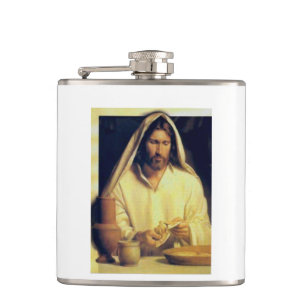 Jesus Breaking Bread Vintage Hip Flask