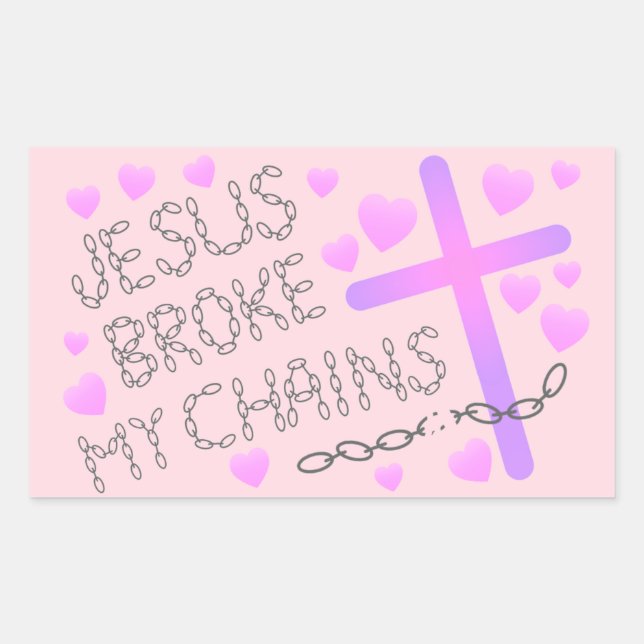Jesus Broke My Chains Pink Cross Sticker (Front)