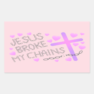 Jesus Broke My Chains Pink Cross Sticker