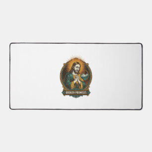 Jesus Broken Chip Stuck In Dip Bowl Party Humor_1 Desk Mat