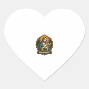 Jesus Broken Chip Stuck In Dip Bowl Party Humor_1 Heart Sticker