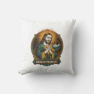 Jesus Broken Chip Stuck In Dip Bowl Party Humor_1 Throw Pillow