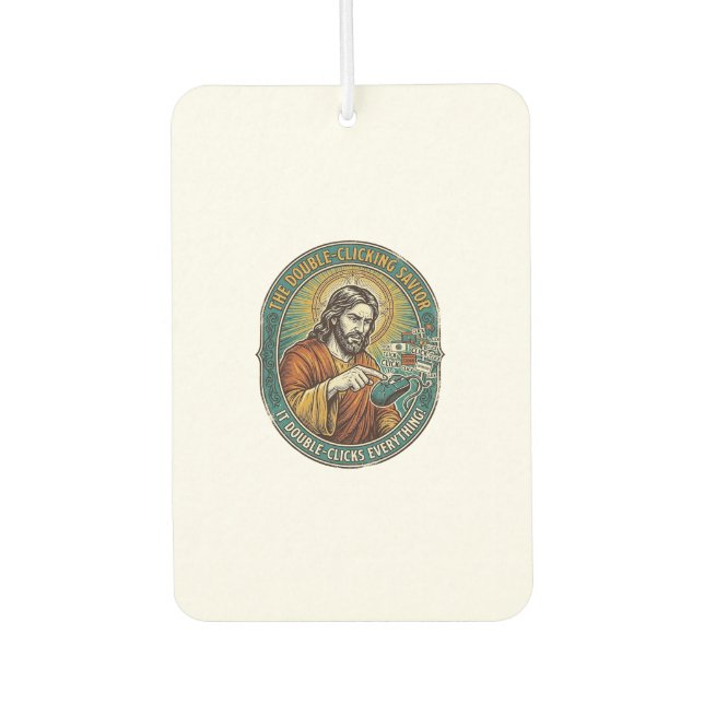 Jesus Broken Double Clicking Mouse IT Office Tech  Air Freshener (Front)