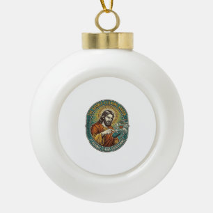 Jesus Broken Double Clicking Mouse IT Office Tech Ceramic Ball Christmas Ornament