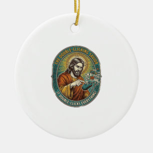 Jesus Broken Double Clicking Mouse IT Office Tech Ceramic Ornament