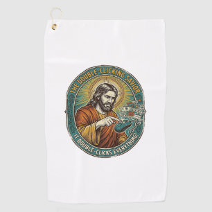 Jesus Broken Double Clicking Mouse IT Office Tech Golf Towel